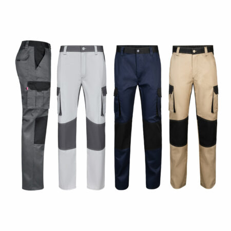 Pantaloni bicolore con tasche e rinforzo