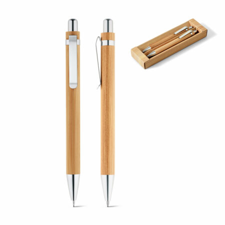 Set con penna a sfera e matita portamine in bambù