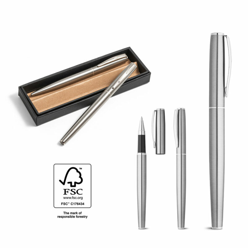 Set di penna roller e penna a sfera con corpo in acciaio inox - immagine 4