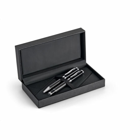 Set con penna roller e penna a sfera in metallo e fibra di carbonio