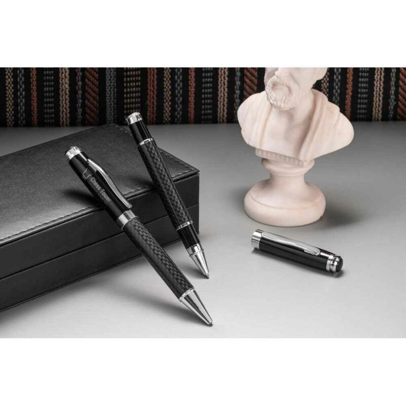 Set con penna roller e penna a sfera in metallo e fibra di carbonio - immagine 5
