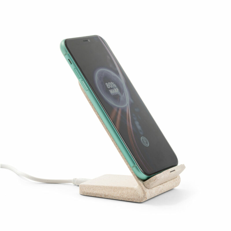 Supporto per smartphone con caricatore wireless veloce da 10W in ABS riciclato (100% rABS) e fibra d - immagine 4