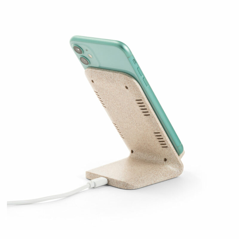 Supporto per smartphone con caricatore wireless veloce da 10W in ABS riciclato (100% rABS) e fibra d - immagine 5