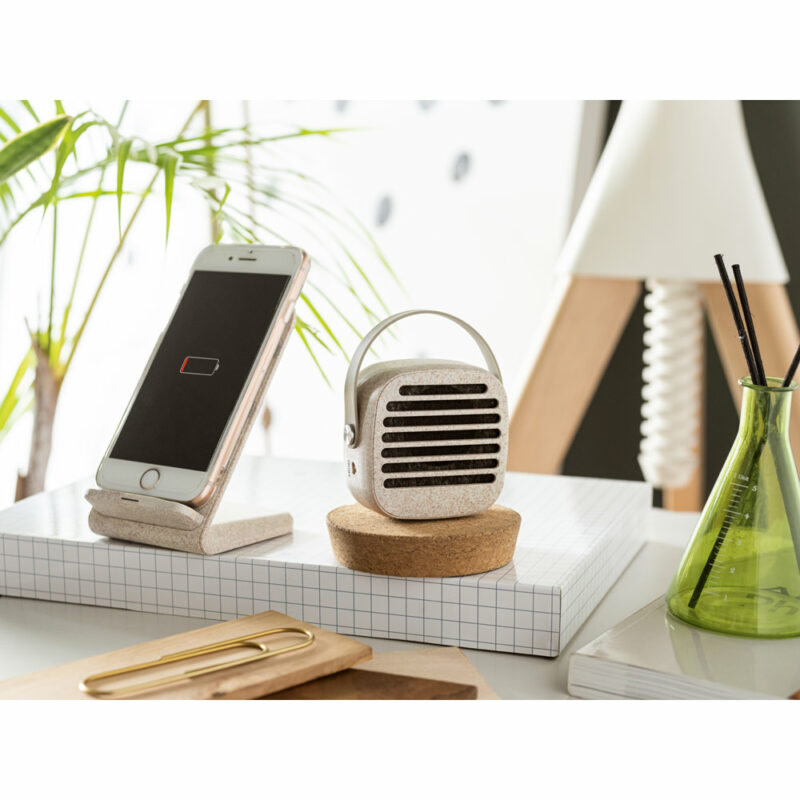 Supporto per smartphone con caricatore wireless veloce da 10W in ABS riciclato (100% rABS) e fibra d - immagine 7