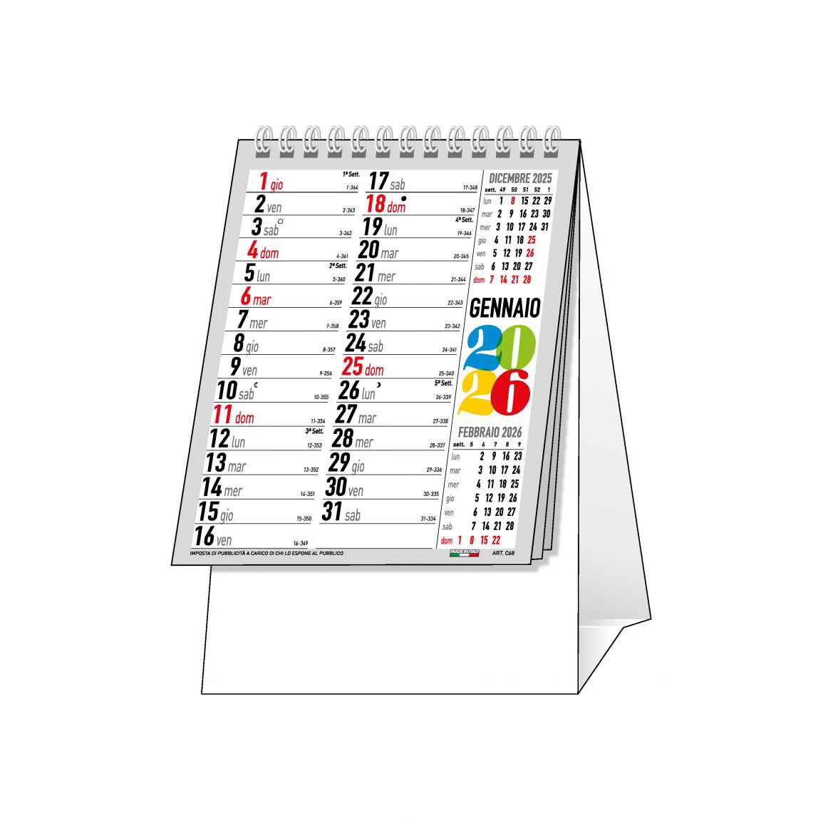 Calendarietto da tavolo