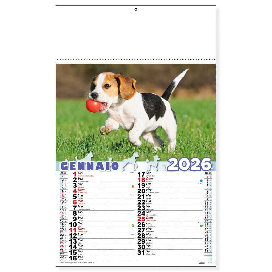 Calendario trimestrale Cani e Gatti.