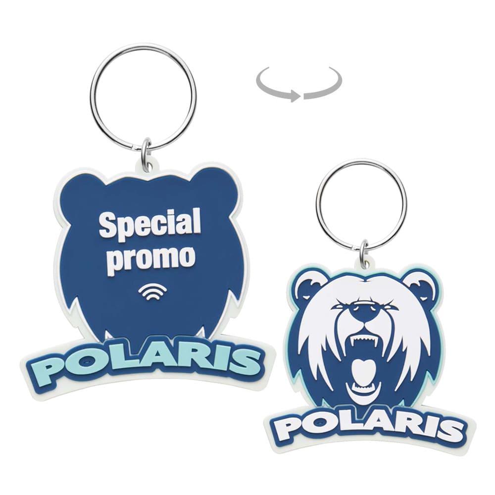 Portachiavi NFC in PVC morbido personalizzato bifacciale