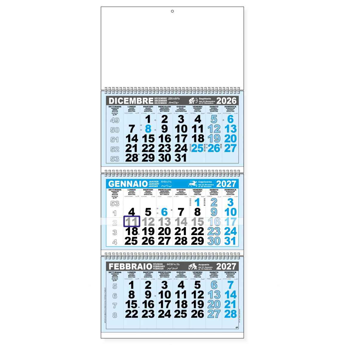 Calendario trittico
