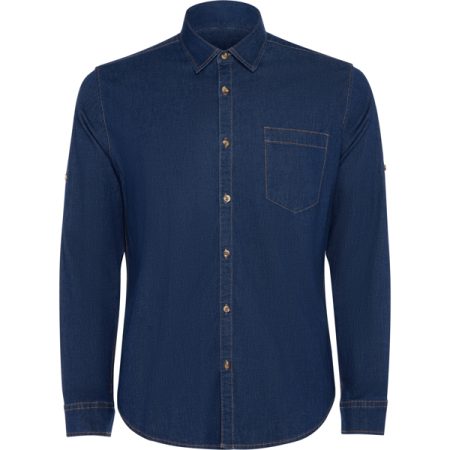 Camicia in denim da uomo a maniche lunghe