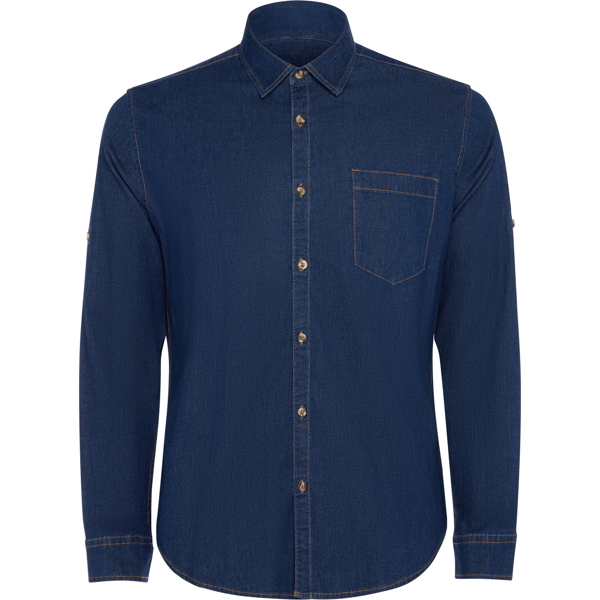 Camicia in denim da uomo a maniche lunghe