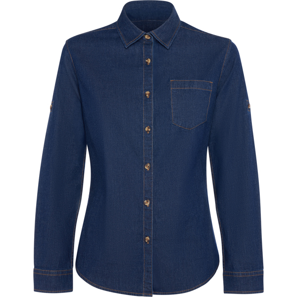 Camicia in denim da donna a maniche lunghe